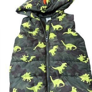Dinosaur Print Puffer Vest little Boys Size 4T Excellent Condition